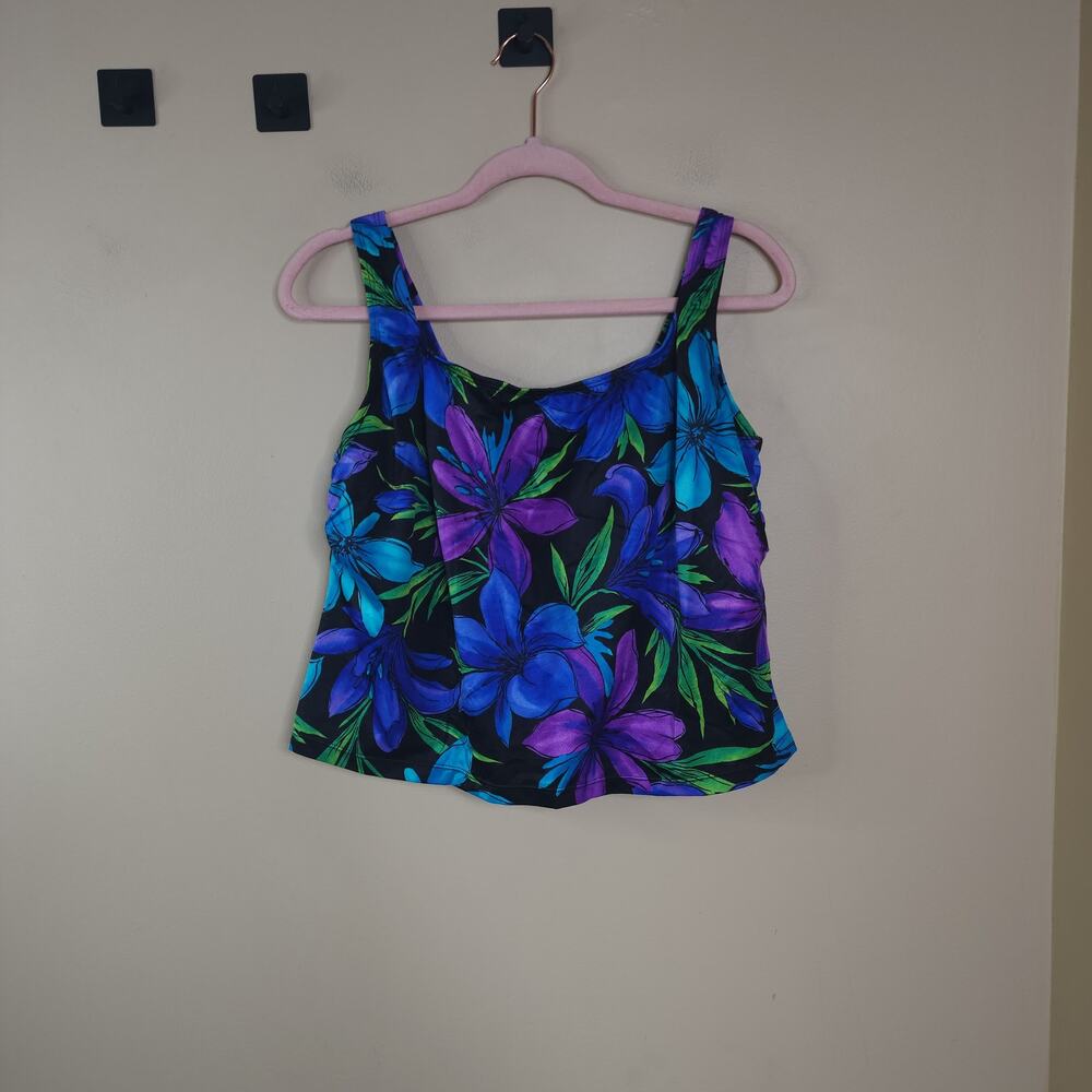 Longitude Floral Scoop Neck Tankini Swim Size 20W
